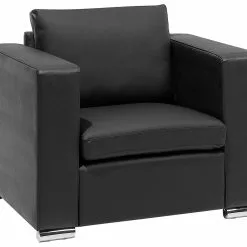 Beliani Sillón De Piel Negro HELSINKI