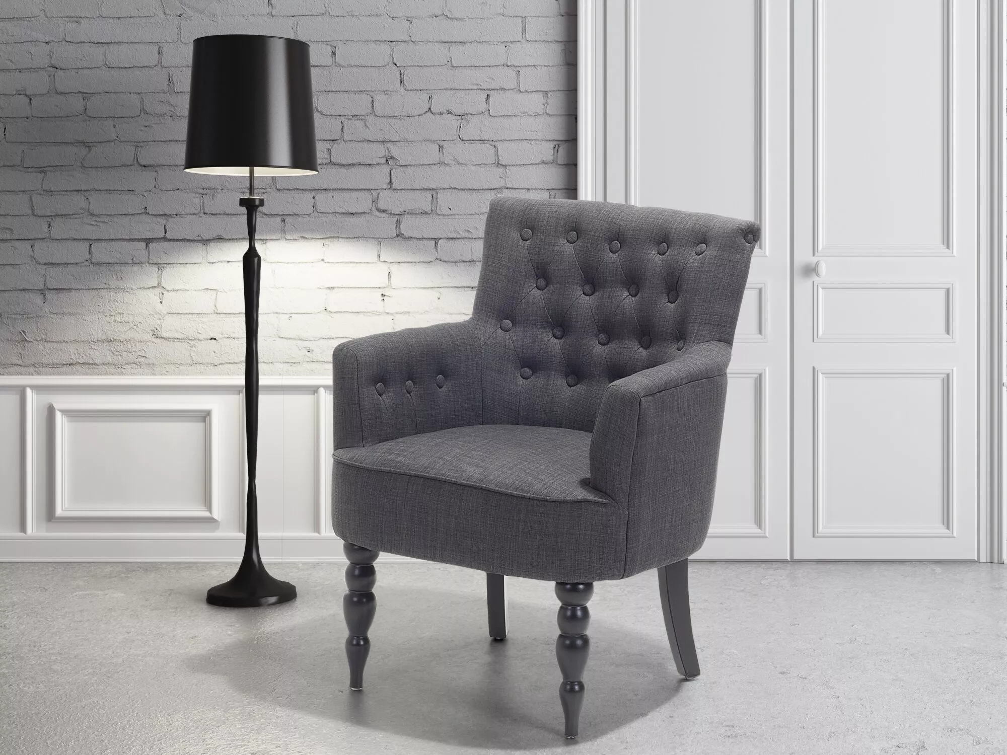 Beliani Sillón Tapizado Gris Oscuro ALESUND 2 Beliani Sillón Tapizado Gris Oscuro ALESUND - Imagen 2