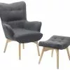 Beliani Sillón Tapizado Con Reposapiés Gris Oscuro VEJLE