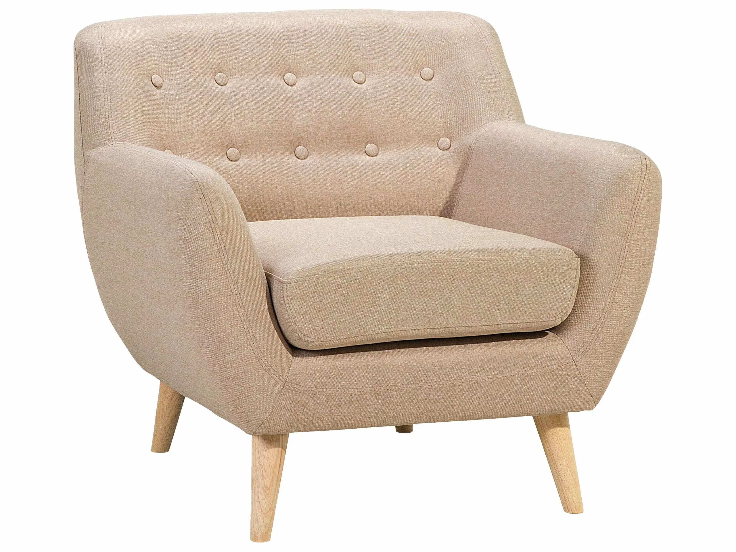 Beliani Sillón De Poliéster Beige Arena/madera Clara MOTALA