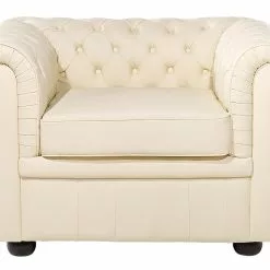 Beliani Sillón En Piel Color Crema CHESTERFIELD -Sillones Ventas undef src sa picid 537596 type whitesh image scaled