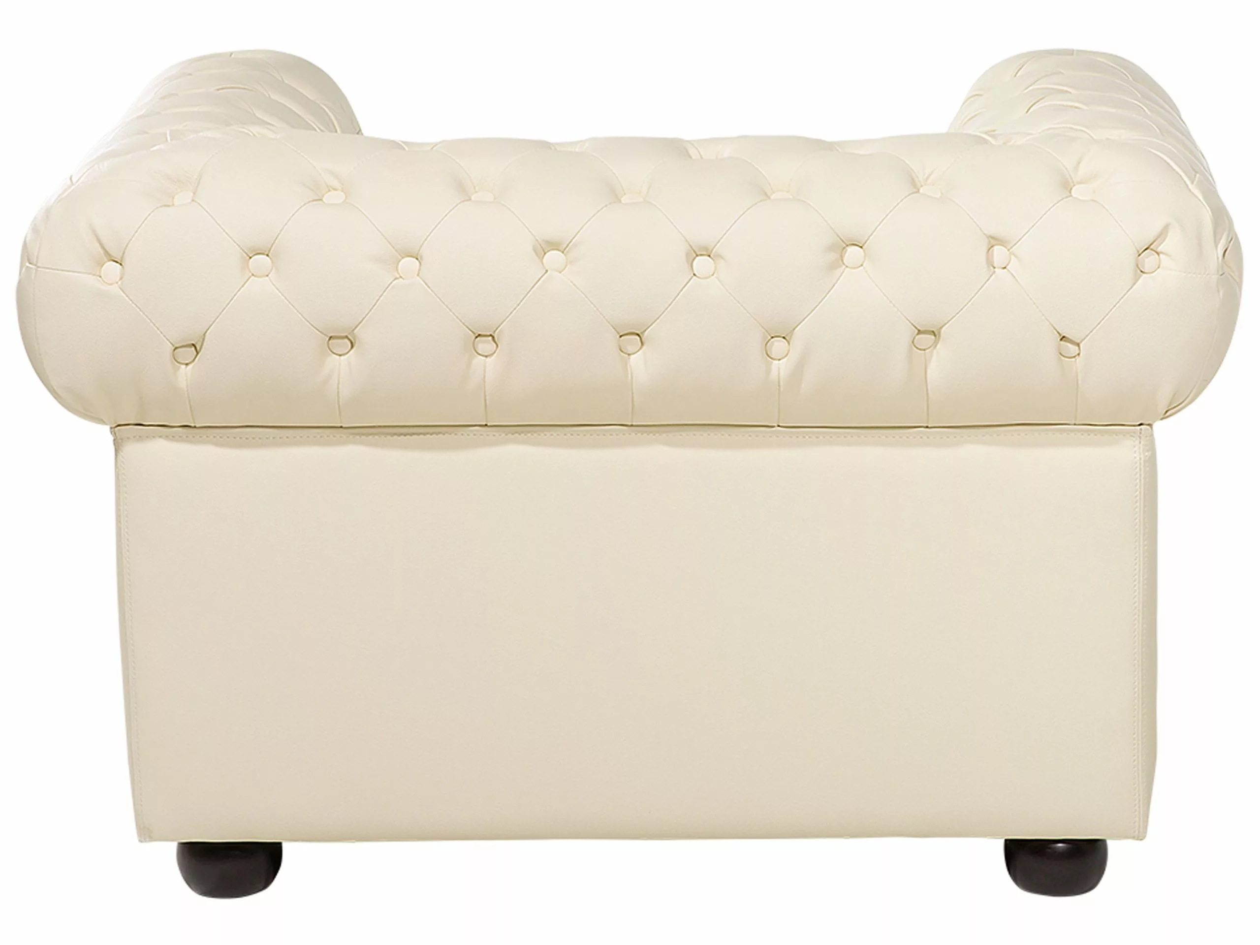 Beliani Sillón En Piel Color Crema CHESTERFIELD - Imagen 4