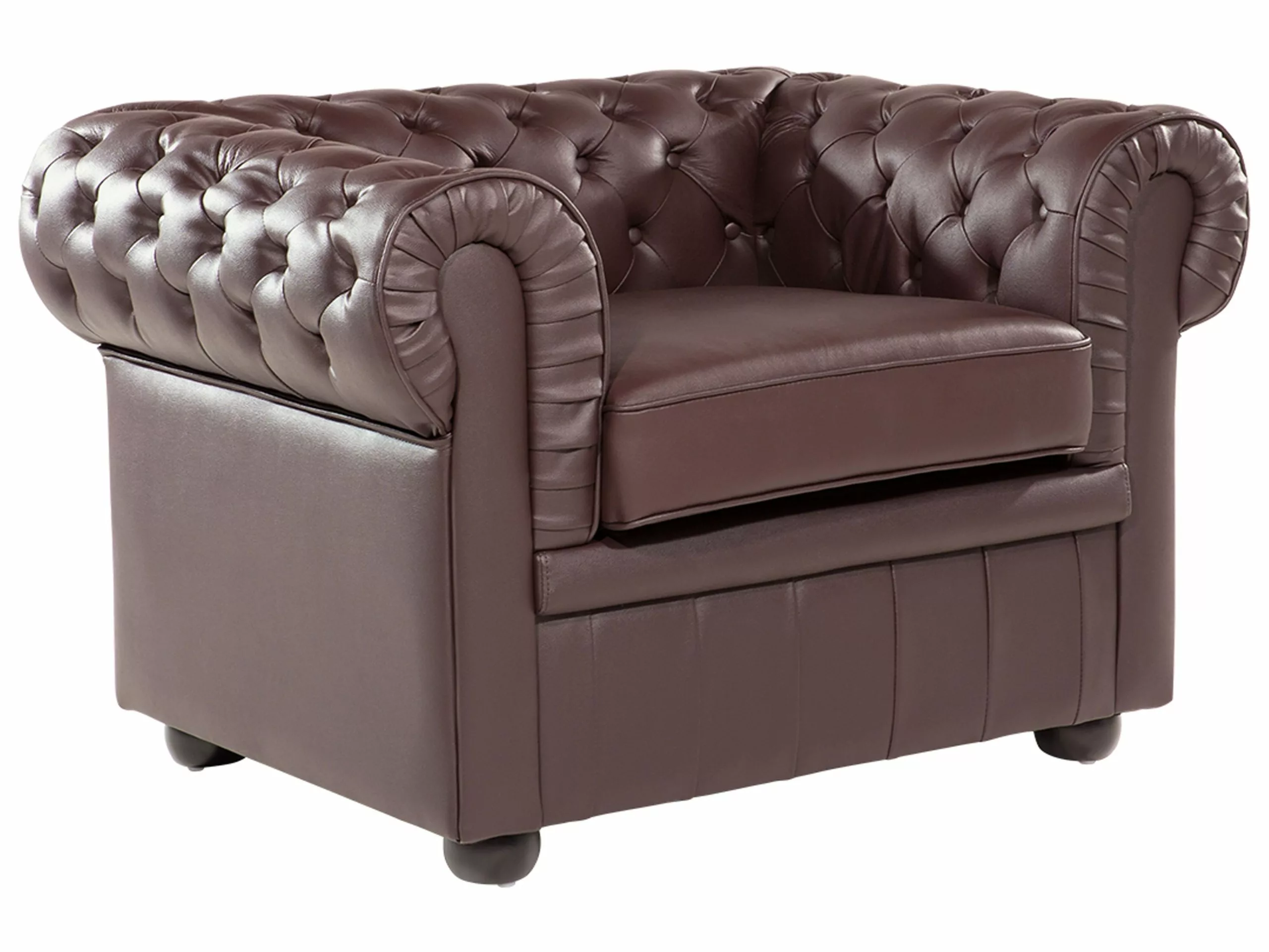 Beliani Sillón En Piel Color Marrón CHESTERFIELD