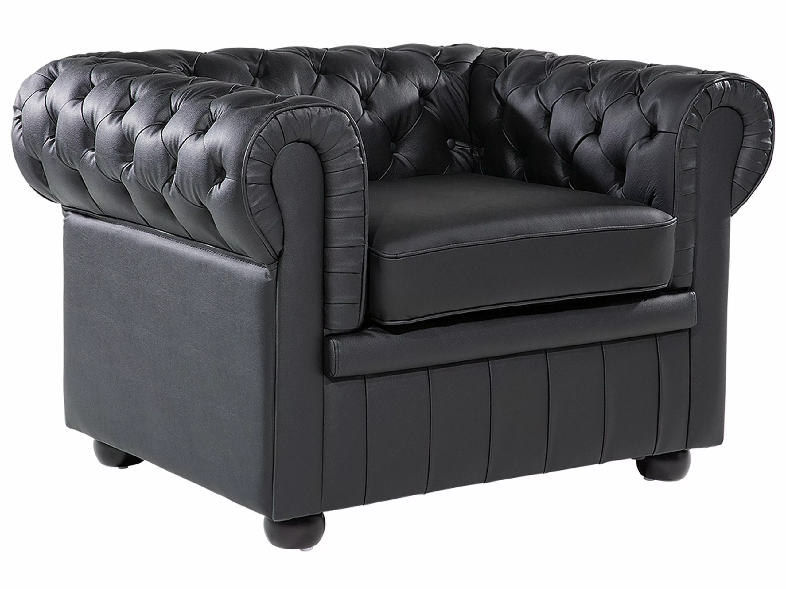 Beliani Sillón En Piel Color Negro CHESTERFIELD