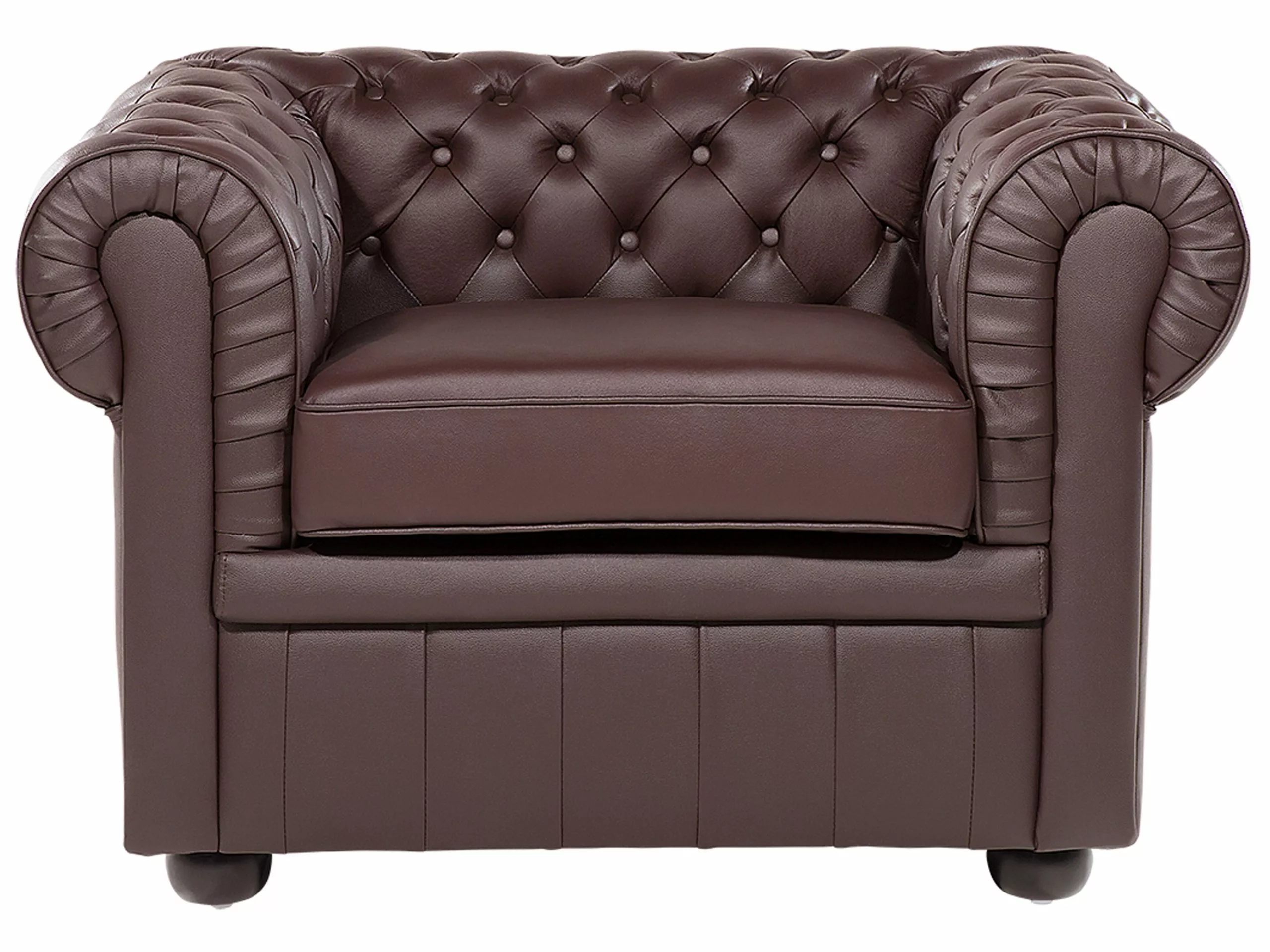 Beliani Sillón En Piel Color Marrón CHESTERFIELD - Imagen 3