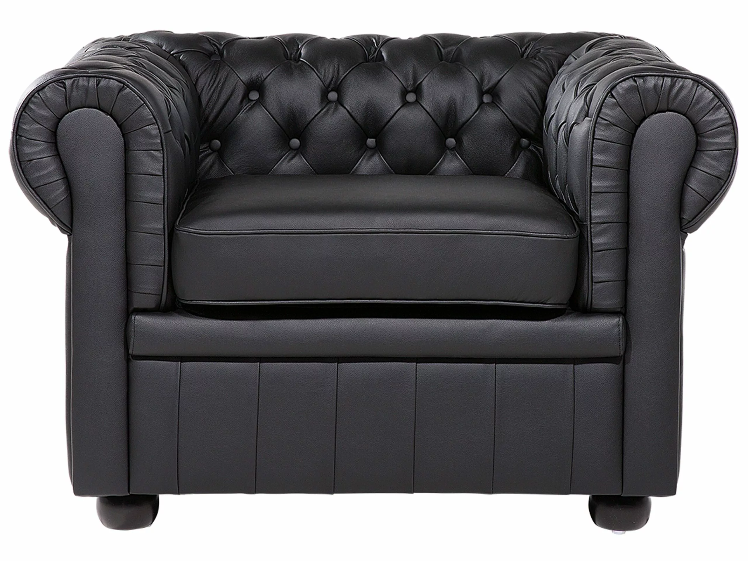 Beliani Sillón En Piel Color Negro CHESTERFIELD - Imagen 3