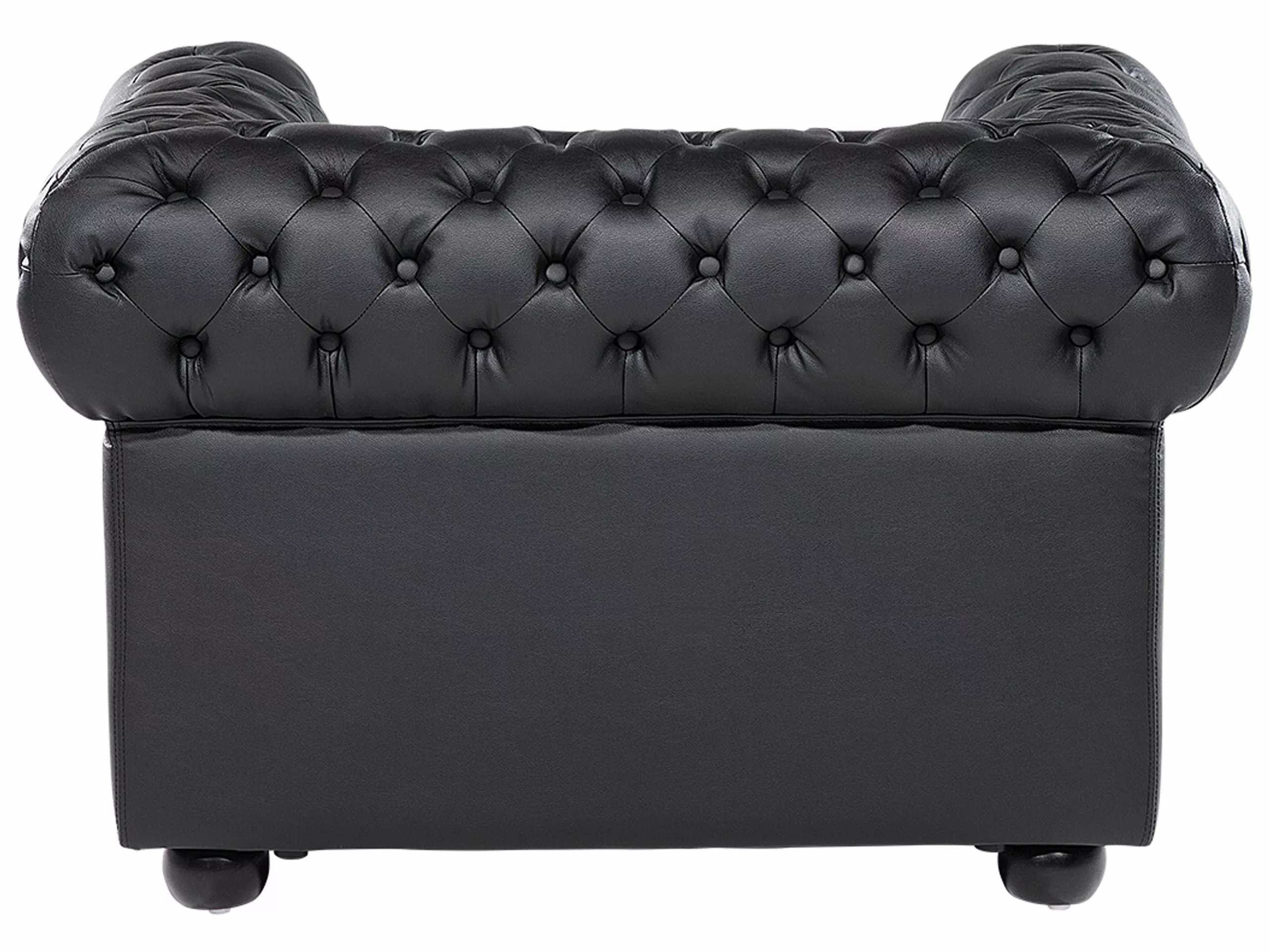 Beliani Sillón En Piel Color Negro CHESTERFIELD - Imagen 4