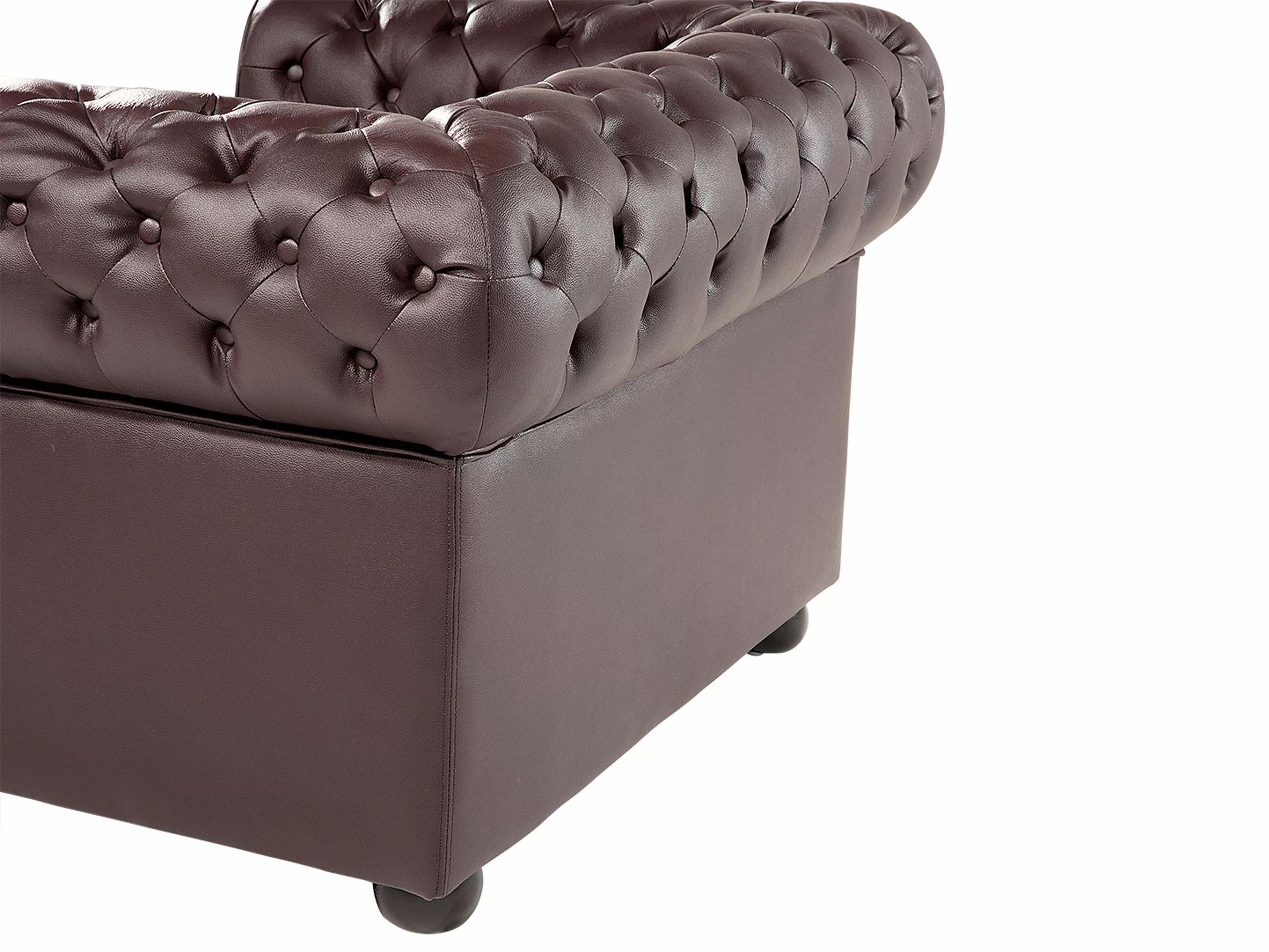 Beliani Sillón En Piel Color Marrón CHESTERFIELD - Imagen 5