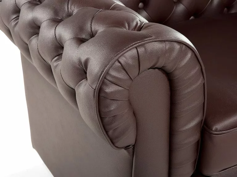 Beliani Sillón En Piel Color Marrón CHESTERFIELD - Imagen 7