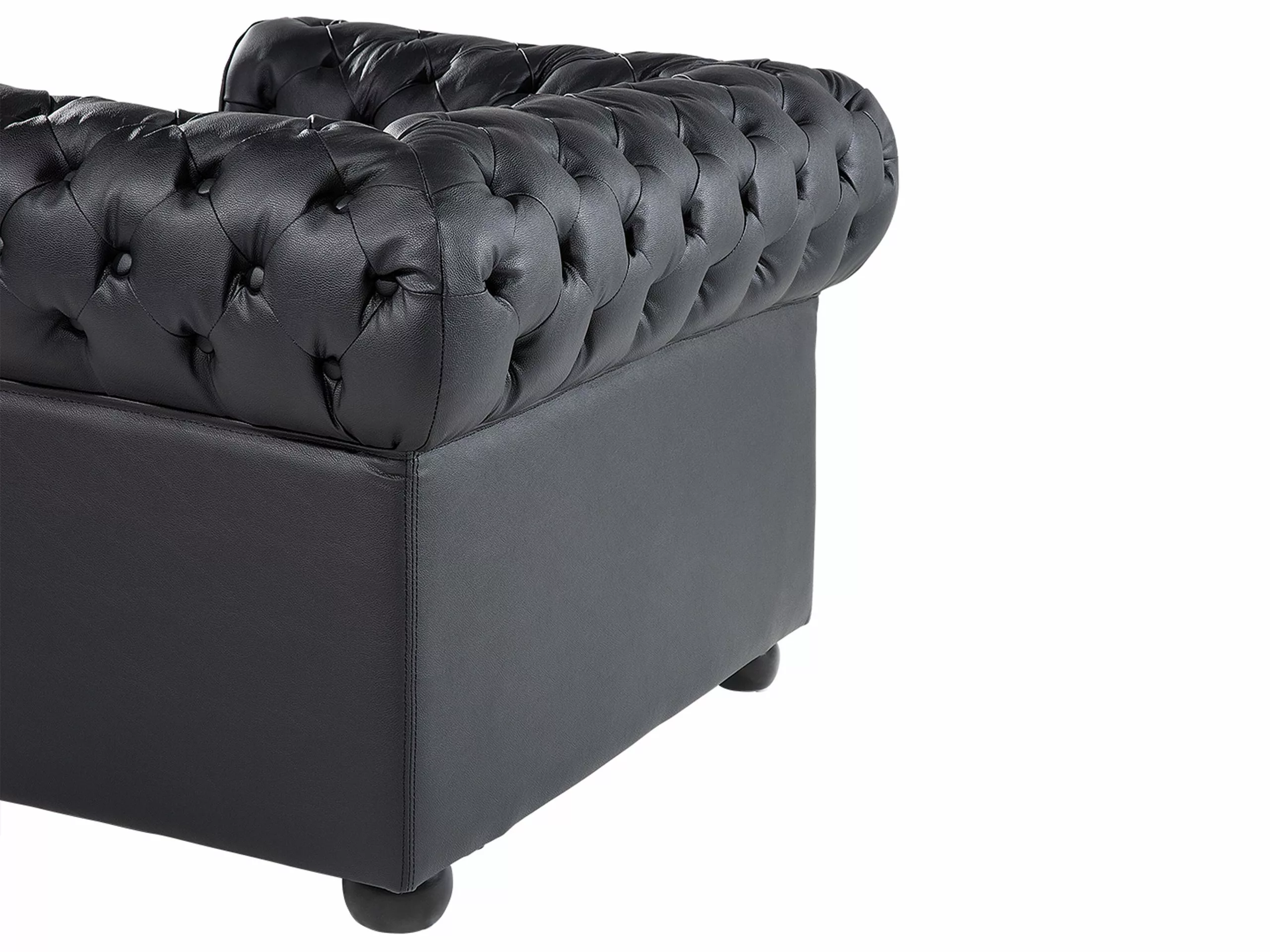 Beliani Sillón En Piel Color Negro CHESTERFIELD - Imagen 5