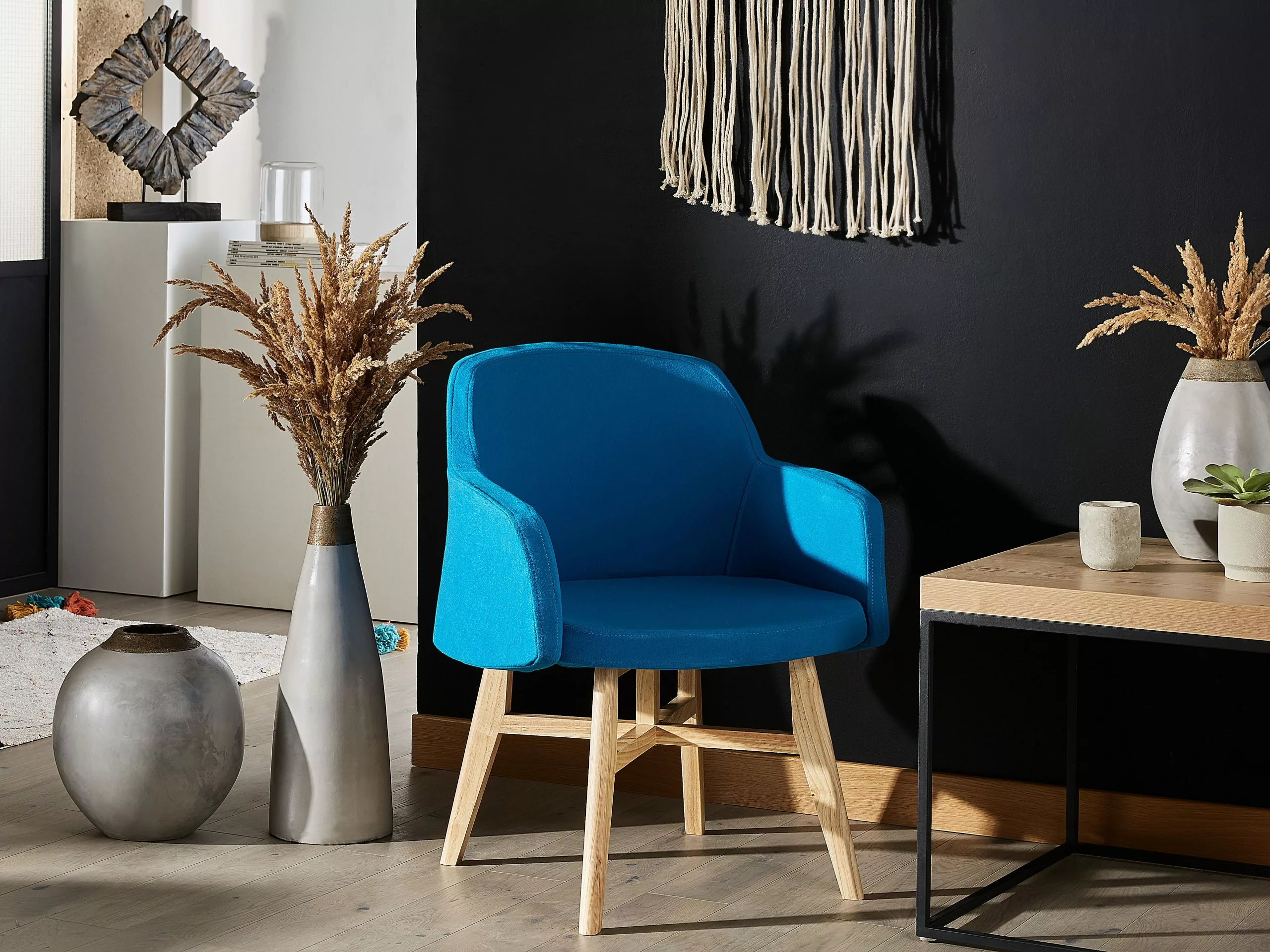 Beliani Sillón De Poliéster Azul Turquesa YSTAD - Imagen 2