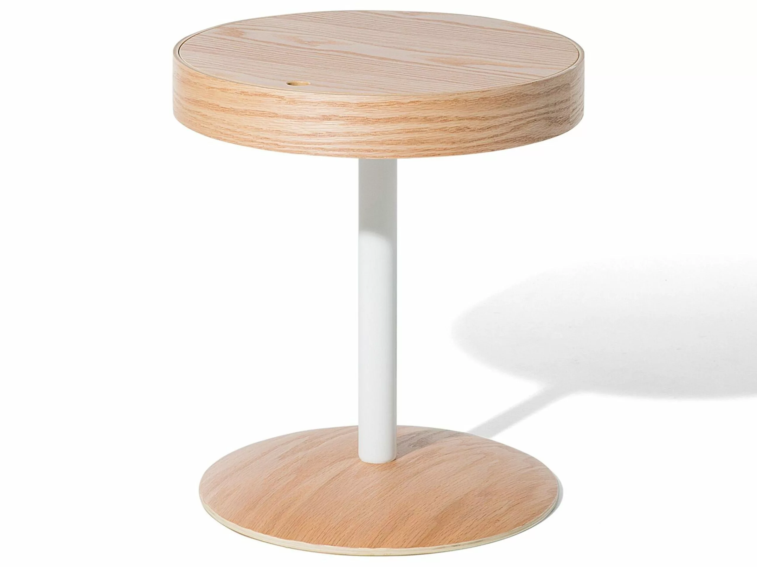 Beliani Mesa De Centro De Madera Maciza Clara/blanco ⌀ 40 Cm OREGON