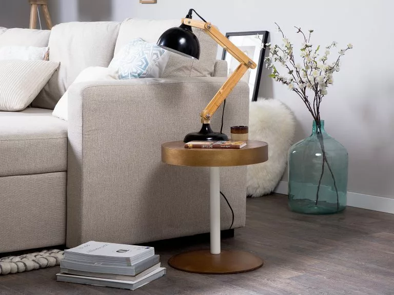 Beliani Mesa De Centro Madera Oscura/blanco ⌀ 40 Cm OREGON - Imagen 2