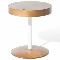 Beliani Mesa De Centro Madera Oscura/blanco ⌀ 40 Cm OREGON