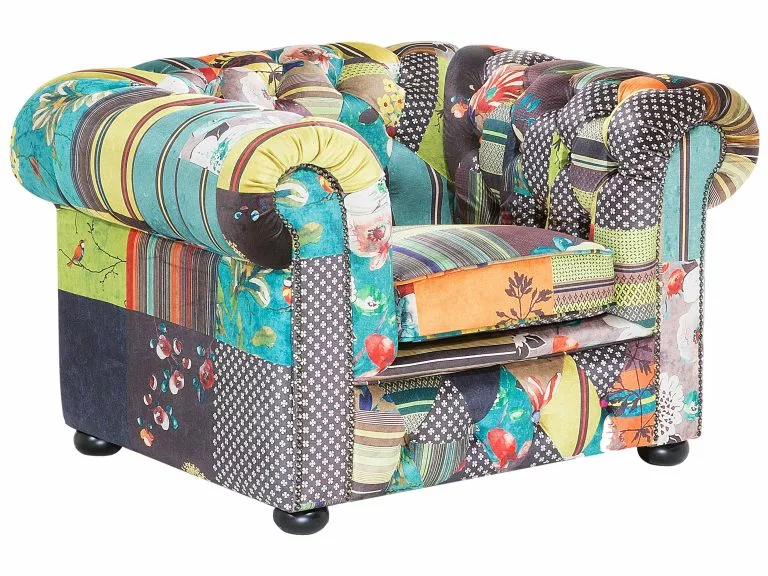 Beliani Sillón Verde/amarillo CHESTERFIELD 1 Beliani Sillón Verde/amarillo CHESTERFIELD