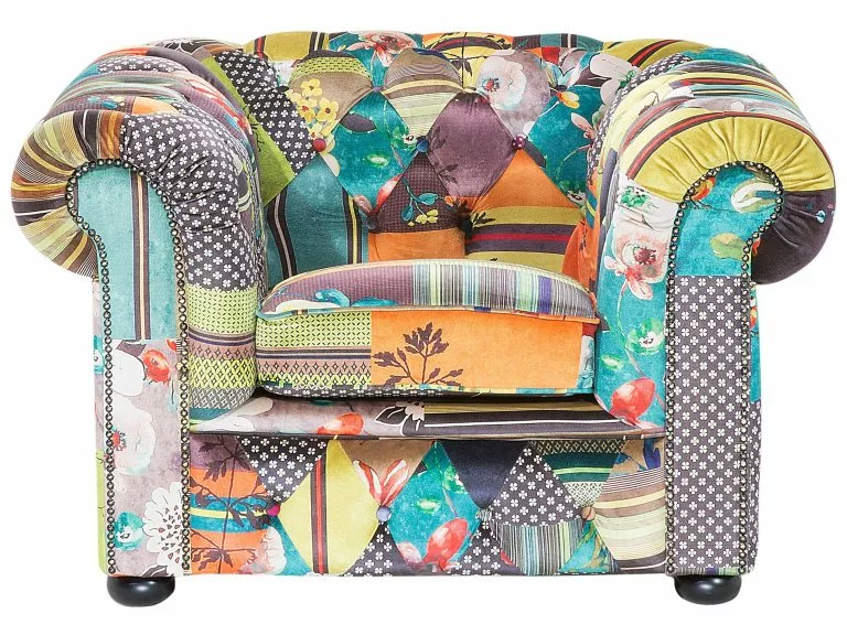 Beliani Sillón Verde/amarillo CHESTERFIELD 3 Beliani Sillón Verde/amarillo CHESTERFIELD - Imagen 3