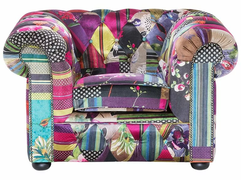 Beliani Sillón De Terciopelo Multicolor CHESTERFIELD - Imagen 3
