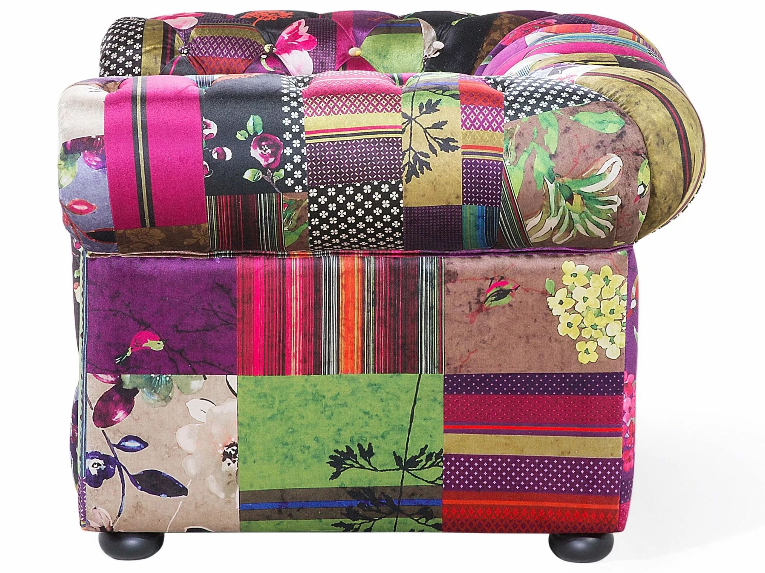 Beliani Sillón De Terciopelo Multicolor CHESTERFIELD - Imagen 5