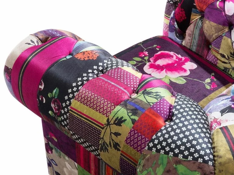 Beliani Sillón De Terciopelo Multicolor CHESTERFIELD - Imagen 7
