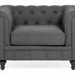 Beliani Sillón Tapizado Color Gris CHESTERFIELD -Sillones Ventas undef src sa picid 675657 type whitesh image scaled
