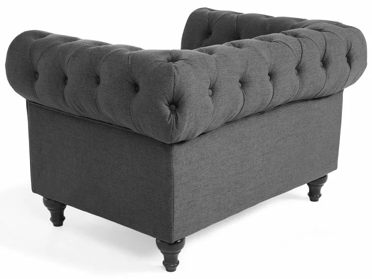 Beliani Sillón Tapizado Color Gris CHESTERFIELD - Imagen 8