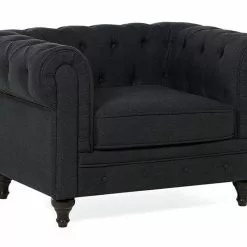 Beliani Sillón Tapizado Color Gris Grafito CHESTERFIELD