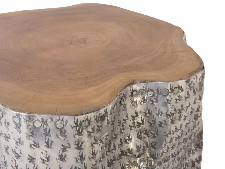 Beliani Mesa Auxiliar De Madera De Tecla Clara/plateado 38 Cm GORDON 5 Beliani Mesa Auxiliar De Madera De Tecla Clara/plateado 38 Cm GORDON - Imagen 5