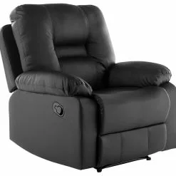 Beliani Sillón Reclinable De Piel Sintética Negra BERGEN