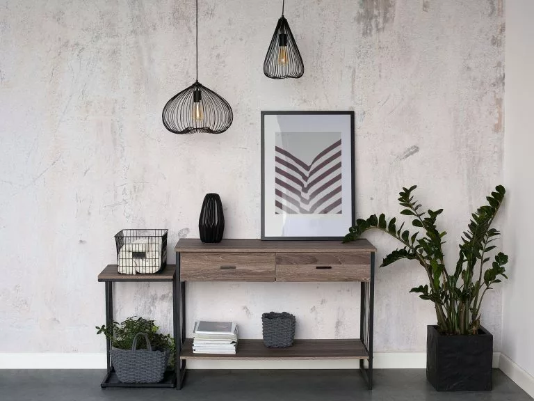 Beliani Consola Madera Oscura/gris Pardo 107 X 46 Cm AYDEN - Imagen 3