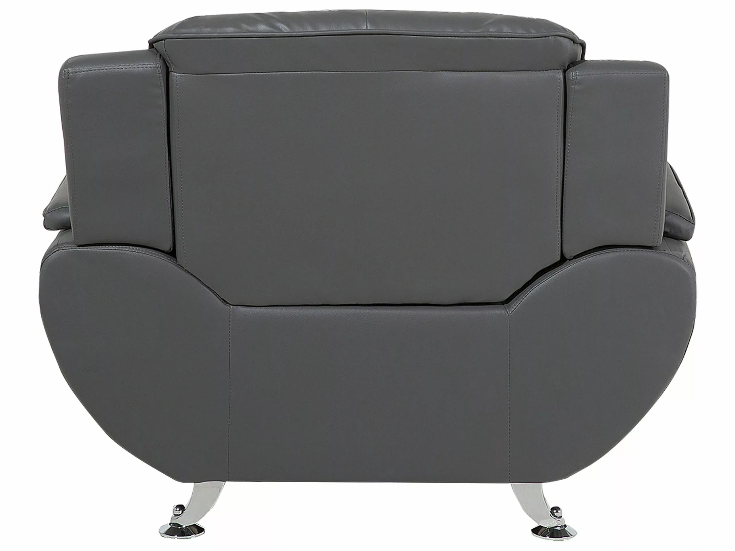 Beliani Sillón En Piel Sintética En Gris LEIRA 6 Beliani Sillón En Piel Sintética En Gris LEIRA - Imagen 6