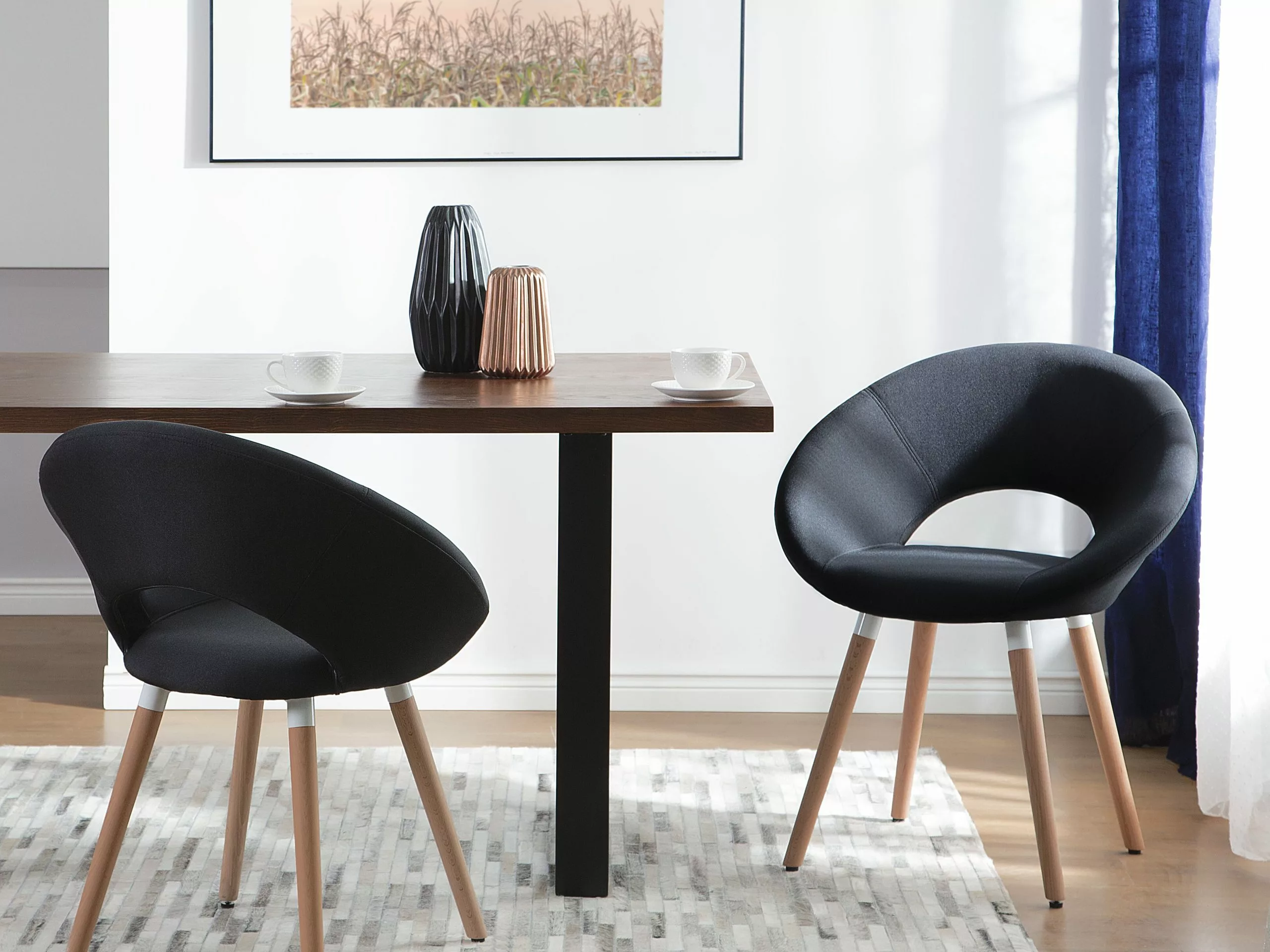 Beliani Mesa De Comedor Madera Oscura/negro 160 X 90 Cm AUSTIN - Imagen 3