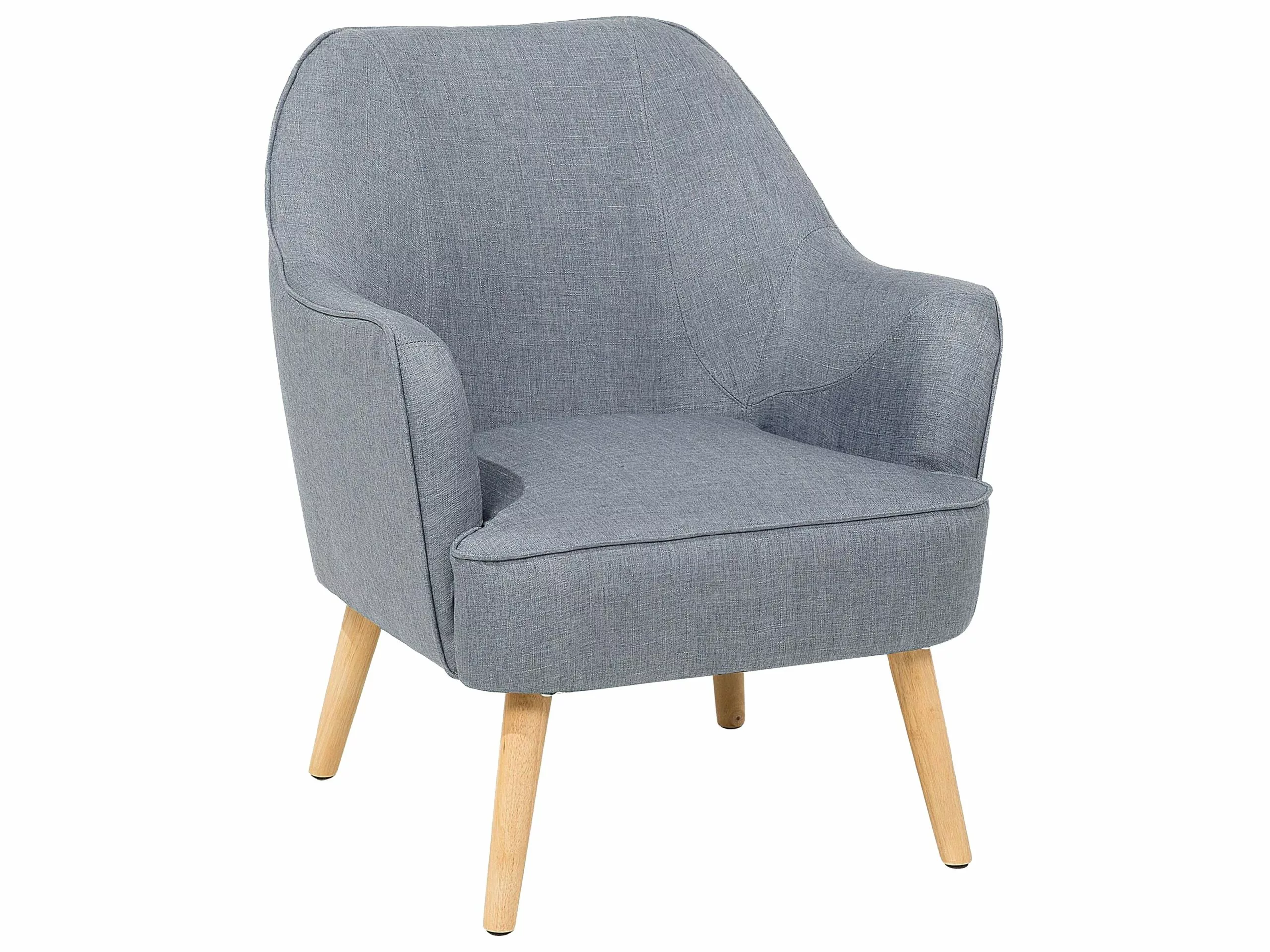 Beliani Sillón De Poliéster Gris/madera Clara LOKEN