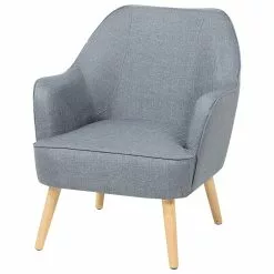 Beliani Sillón De Poliéster Gris/madera Clara LOKEN -Sillones Ventas undef src sa picid 697313 type whitesh image scaled