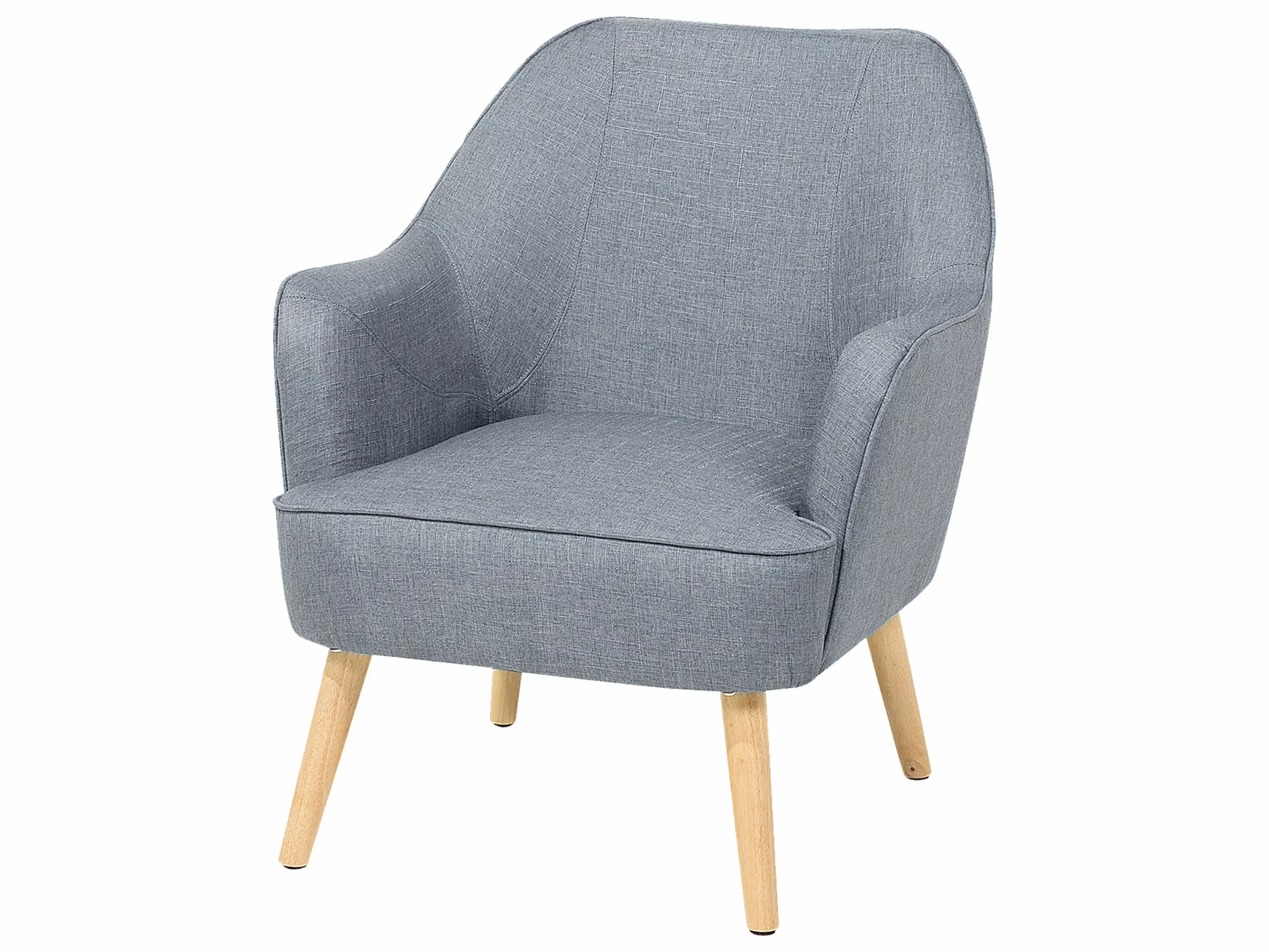 Beliani Sillón De Poliéster Gris/madera Clara LOKEN - Imagen 4