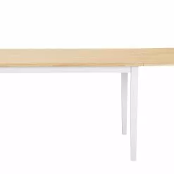 Beliani Mesa De Comedor Extensible De Madera De Caucho Clara/blanco 120/160 X 75 Cm LOUISIANA -Sillones Ventas undef src sa picid 697823 type whitesh image scaled