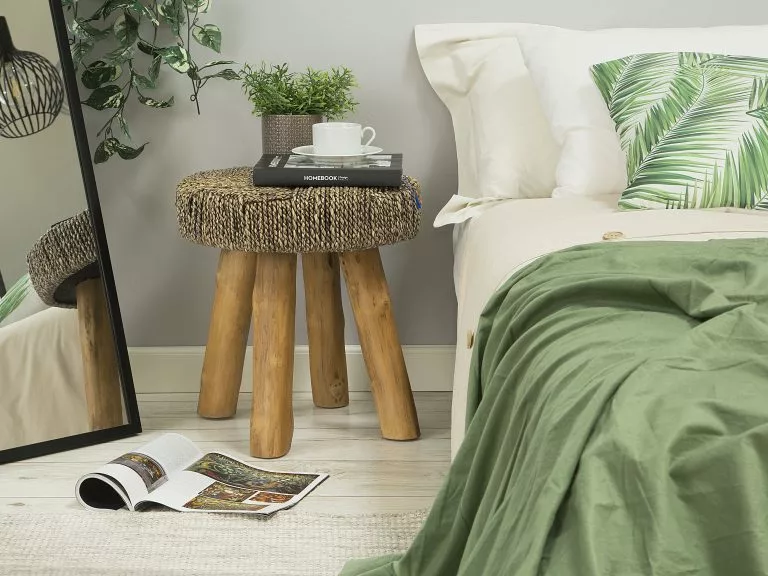 Beliani Mesa Auxiliar De Madera De Teca Clara ⌀ 44 Cm KELSEY 2 Beliani Mesa Auxiliar De Madera De Teca Clara ⌀ 44 Cm KELSEY - Imagen 2