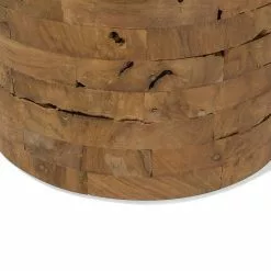 Beliani Mesa Auxiliar De Madera De Teca Clara ⌀ 35 Cm BRANT -Sillones Ventas undef src sa picid 703719 type whitesh image scaled