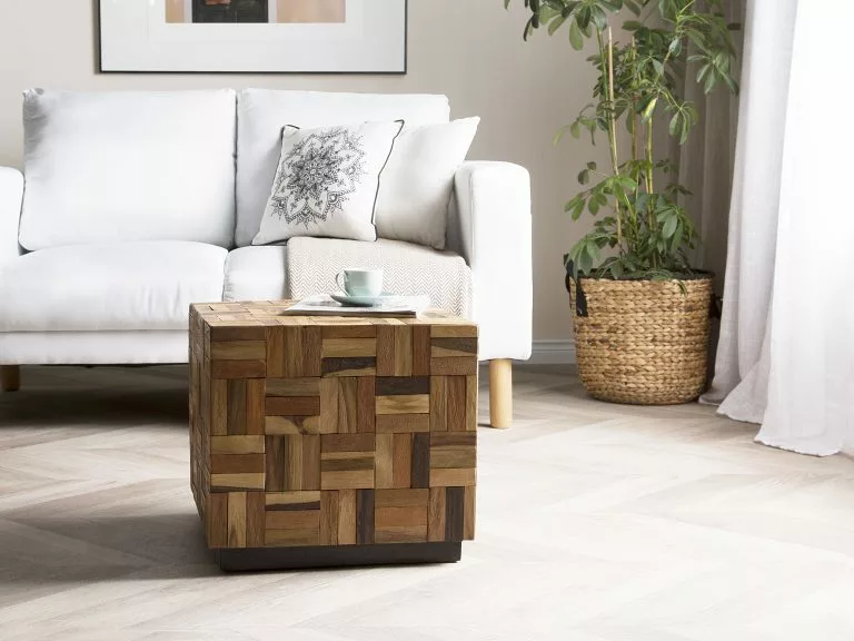 Beliani Mesa De Centro De Madera De Teca Oscura 45 X 45 Cm GAMETI - Imagen 2