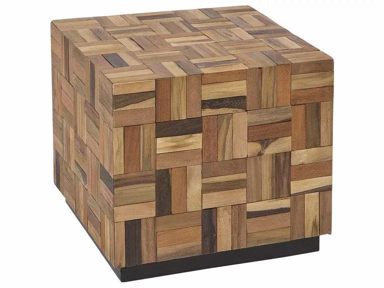 Beliani Mesa De Centro De Madera De Teca Oscura 45 X 45 Cm GAMETI
