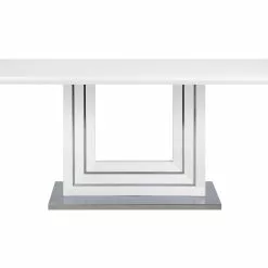 Beliani Mesa De Comedor Blanco/plateado 180 X 90 Cm KALONA -Sillones Ventas undef src sa picid 705240 type whitesh image scaled