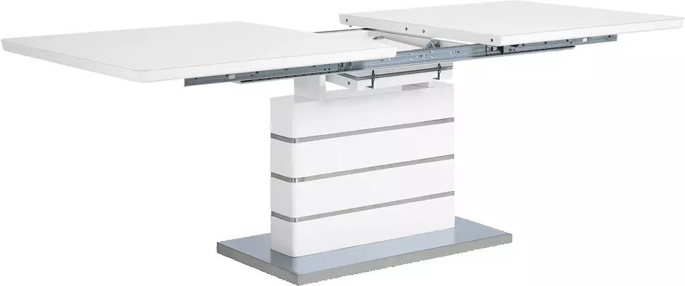 Beliani Mesa De Comedor Extensible De Vidrio Blanco/plateado 180/220 X 90 Cm HAMLER - Imagen 5