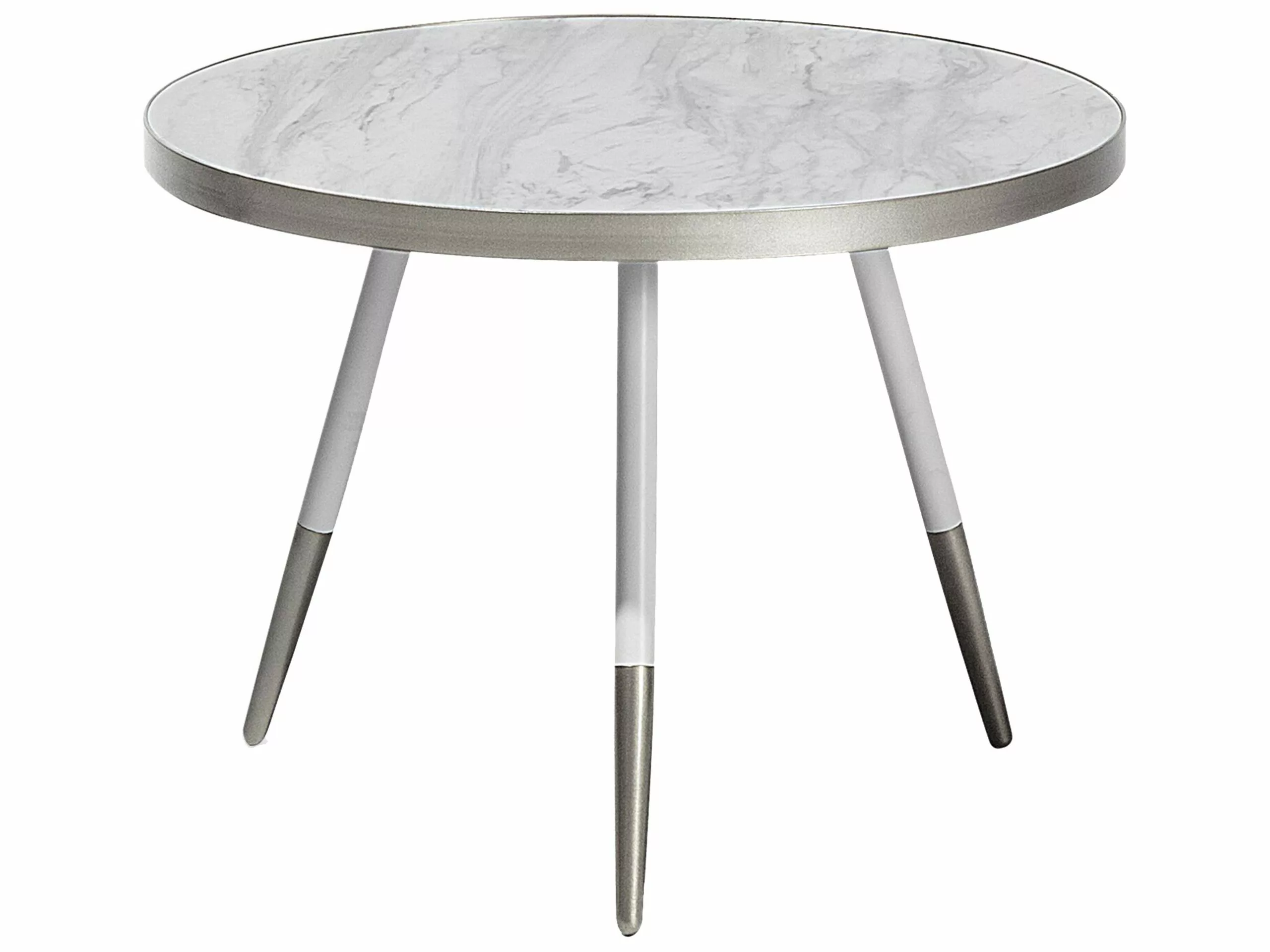 Beliani Mesa De Centro Blanco/plateado ⌀ 61 Cm RAMONA 1 Beliani Mesa De Centro Blanco/plateado ⌀ 61 Cm RAMONA