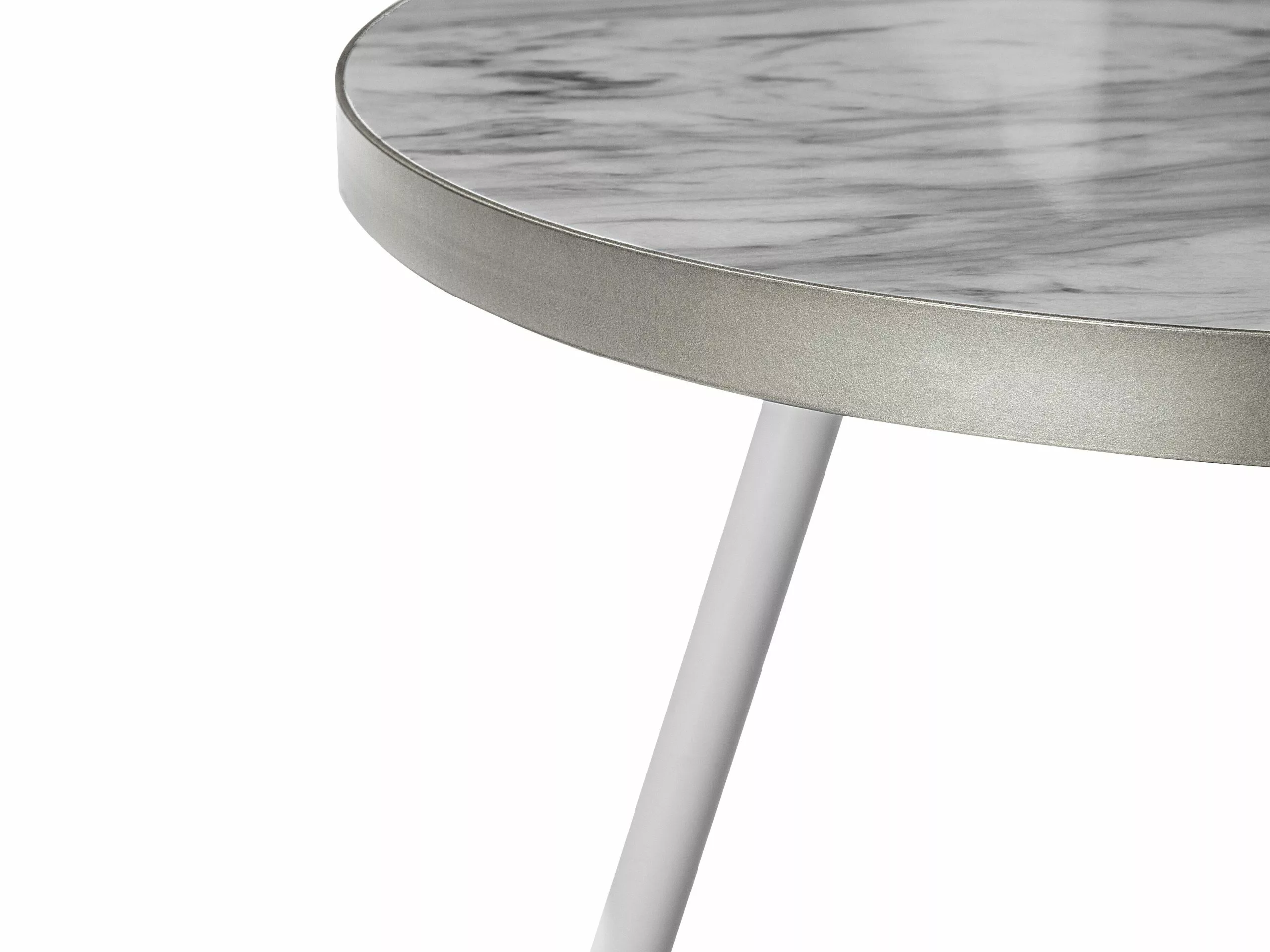 Beliani Mesa De Centro Blanco/plateado ⌀ 61 Cm RAMONA 8 Beliani Mesa De Centro Blanco/plateado ⌀ 61 Cm RAMONA - Imagen 8