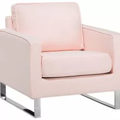Beliani Sillón De Poliéster Rosa/plateado VIND
