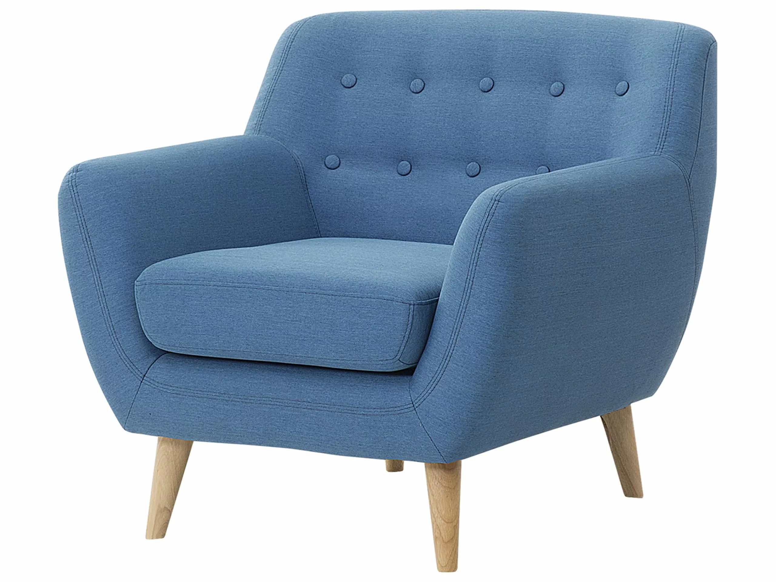 Beliani Sillón De Poliéster Azul/madera Clara MOTALA - Imagen 3