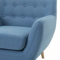 Beliani Sillón De Poliéster Azul/madera Clara MOTALA -Sillones Ventas undef src sa picid 707761 type whitesh image scaled