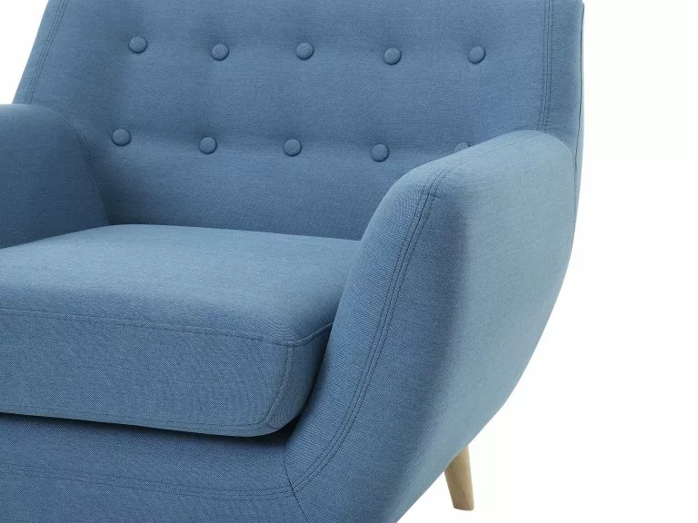 Beliani Sillón De Poliéster Azul/madera Clara MOTALA - Imagen 6