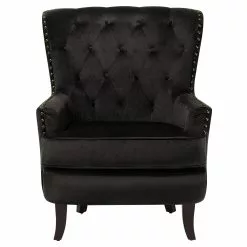 Beliani Sillón De Terciopelo Negro VIBORG II -Sillones Ventas undef src sa picid 708319 type whitesh image scaled