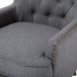 Beliani Sillón Tapizado Gris Oscuro VIBORG II -Sillones Ventas undef src sa picid 708399 type whitesh image scaled