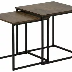 Beliani Conjunto De 2 Mesas De Centro Madera Oscura/negro DENNY